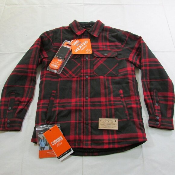 Mobile Warming Men's SM Flannel Heated Jacket Shacket Bluetooth Controlled Black